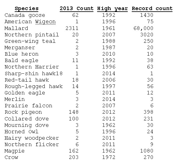 Species count 2013